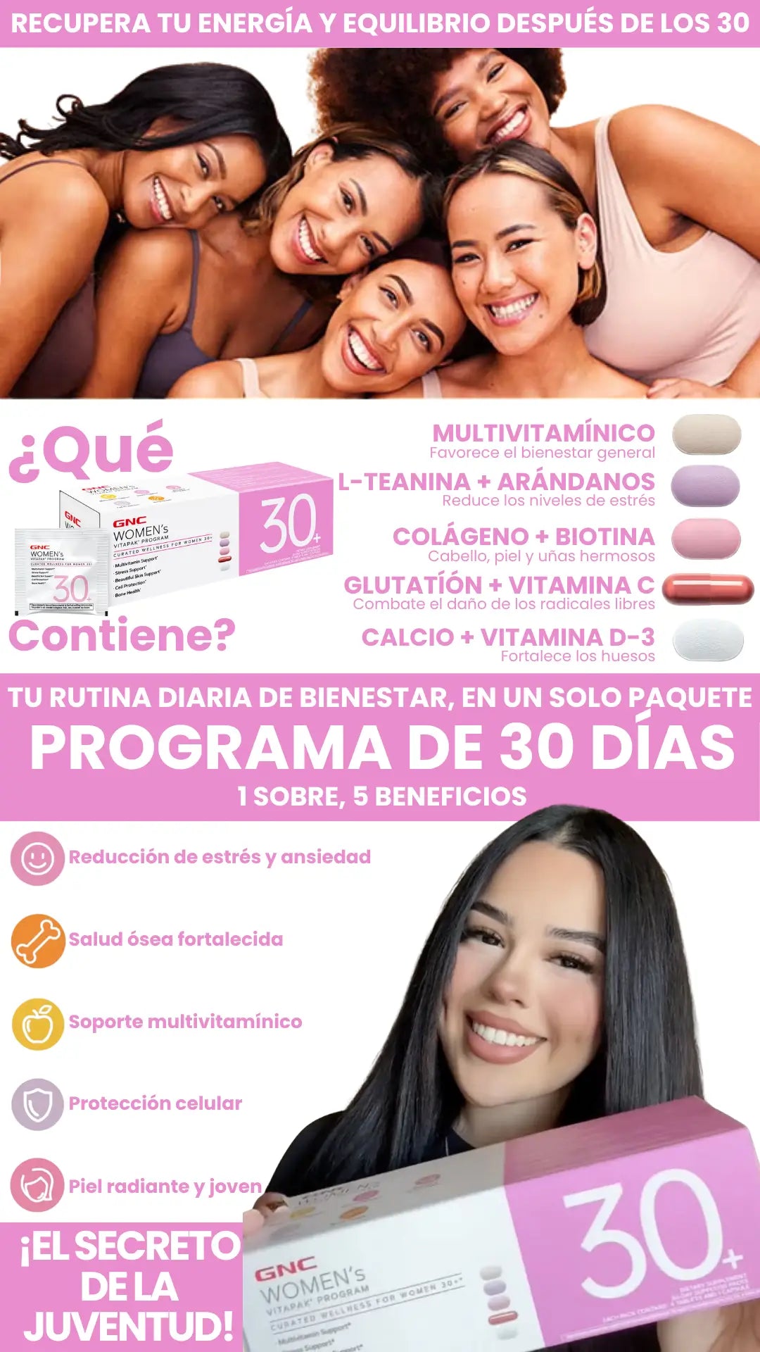 VITAPAK (30 SOBRES, 5 en 1) - RECUPERA TU ENERGÍA Y BRILLO DESPUÉS DE LOS 30